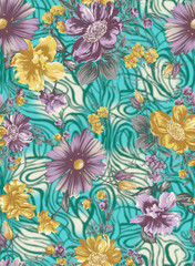 Fototapeta na wymiar Floral Seamless Pattern Design And Backgrounds 