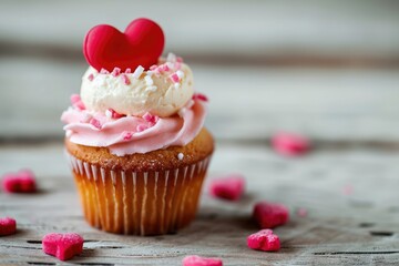 Cupcake with heart-shaped decoration