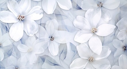 wallpaper pattern has white flowers, in the style of realistic watercolor.