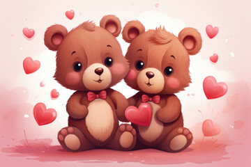 Couple of bears in love, Valentine's Day card