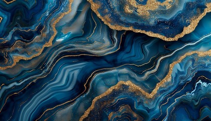 abstract background blue marble agate granite mosaic with golden veins, gold and blue marble texture, Abstract Background, Faux Stone Texture, Agate with Blue and Gold Veins - obrazy, fototapety, plakaty