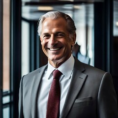 Fototapeta premium photo headshot of a handsome mature businessman in an office setting