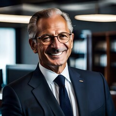 Naklejka premium photo headshot of a handsome mature businessman in an office setting