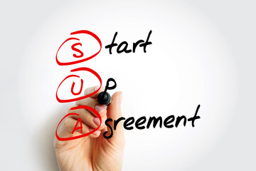SUA - Start Up Agreement acronym, business concept background