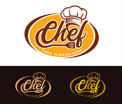  kitchen chef design with Chef Hat logo, label, badge, emblem template. for restaurant
