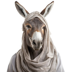 Funny female donkey isolated on white background
