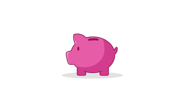 Animated illustration of Piggy bank with a gold coins.