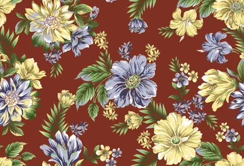 Zelfklevend Fotobehang Floral Seamless Pattern Design And Backgrounds  © Krunal