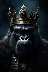Royal Gorilla Swagger: King Kong with a Crown in an Ultra-Cool Design
