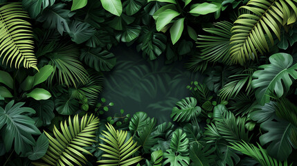 3d illustration of green leaf background with copy space for text or message.