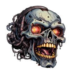 Skull robot art illustrations for stickers, tshirt design, poster etc