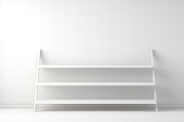 a photorealistic commercial image featuring a white stand set against a pristine white background, ideal vantage point for showcasing the stand.