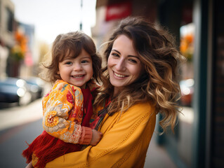 mother holding her daughter in her arms happy mothers day photography, Generative AI