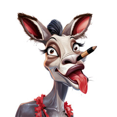 Cartoon donkey with makeup
