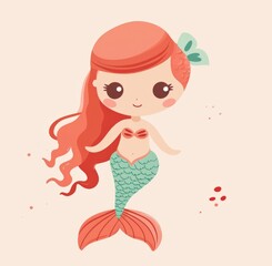 drawing of a cute mermaid illustration mascot 