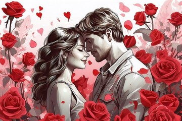 couple with roses