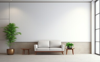 Comfortable office lobby interior with blank white
