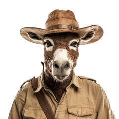 Fototapeta premium Donkey with hat isolated on white background