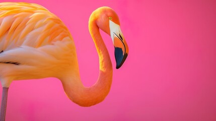 Pink flamingo in yellow