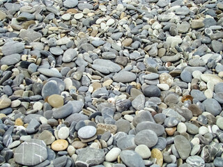 Pebbles on the seashore as a background.