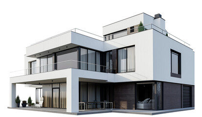 Modern Abstract Residential Building. Contemporary Style Exterior Design. Perspective View. Ai Generative