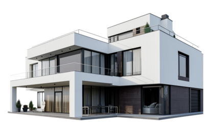 Modern Abstract Residential Building. Contemporary Style Exterior Design. Perspective View. Ai Generative
