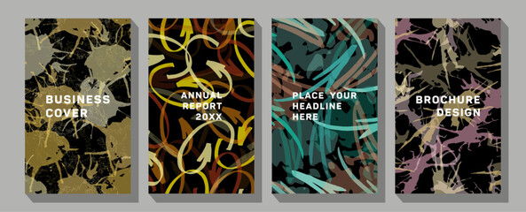 Modern abstract line leaves in lines and arts background with different shapes for wall decoration, postcard or brochure cover design.