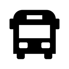 Bus vector symbol. Pullman front view black icon isolated on white