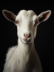 White Saanen Goat on Dairy Farm: Majestic Animal Portrait