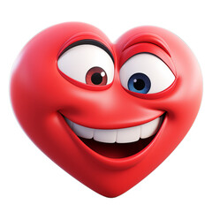 Red Heart Character. A Symbol of Love and Happiness in Vivid 3D Illustration. Happy Valentine's Day with Cheerful Heart Mascot with Big Smile