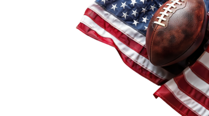 Super bowl, American flag and football ball isolated on white, transparent, PNG