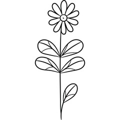 Black and White Wildflower Drawing Clipart Vector