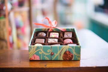 Naklejka na ściany i meble assorted chocolates box in a gift shop