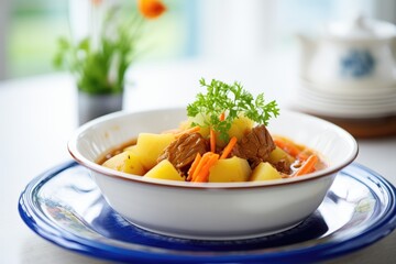 traditional goulash with potato and carrot chunks