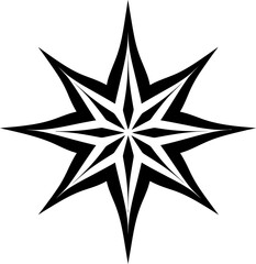 Star tattoo silhouette in black color. Vector template for tattoo design art.