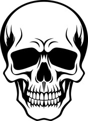 Tattoo skull head silhouette in black color. Vector template for tattoo design art.