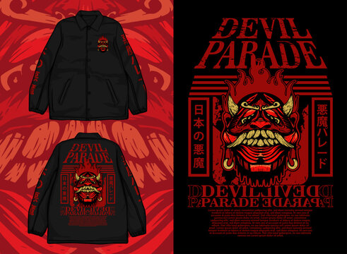 Japanese Streetwear Coach Jacket translation : Devil Parade, Akuma Devil