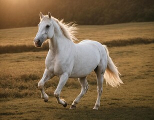 Obraz na płótnie Canvas white horse running, high-quality wallpapers