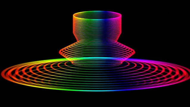 Neon colored circles intersecting inside each other