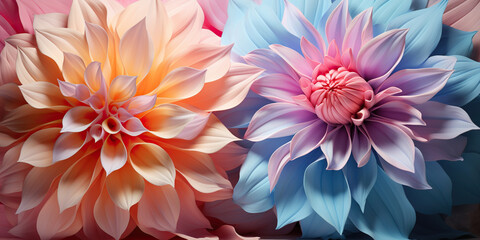 Fondo de pantalla abstracto, diseño y patrón de flores coloridas en tonos pastel. Ornamento, naturaleza en primavera. - obrazy, fototapety, plakaty