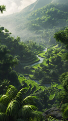 Rice terraces in the rainforest of Bali, Indonesia