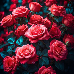 Natural fresh red roses flowers pattern wallpaper