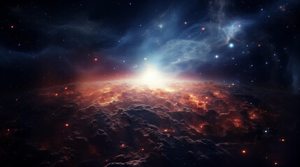 Space scene with planets and stars. Background illustration