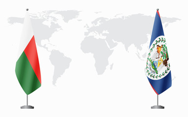 Madagascar and Belize flags for official meeting