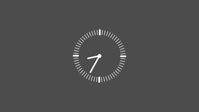 Abstract white clock icon Countdown 24 Hour Day Fast Speed Animation. Gray color background clock timer rotation 360 4k video.
