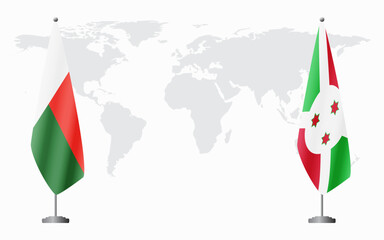Madagascar and Burundi flags for official meeting