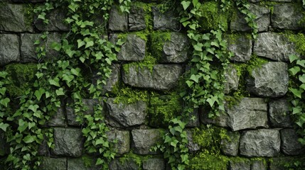 A background of green moss. Moss Green Herb on the stones. Wall of natural green moss