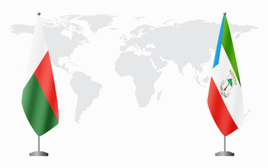 Madagascar and Equatorial Guinea flags for official meeting