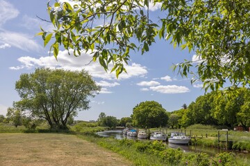 Obraz premium Happy walk along the Varde river in outside Varde city,Denmark, Europe