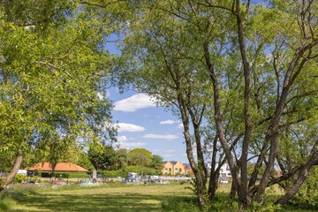 Happy walk along the Varde river in outside Varde city,Denmark, Europe